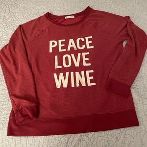 Women’s sweatshirt. Peace, Love, & Wine